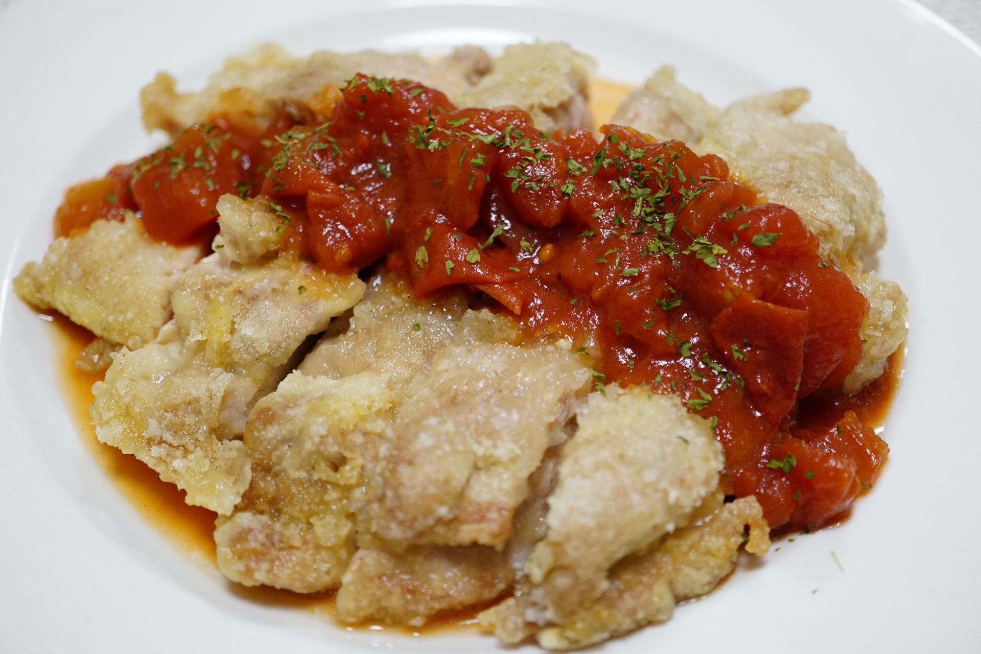 Crispy Chicken with Tomato Ponzu